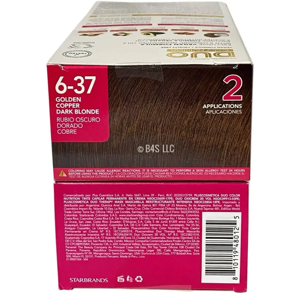 PlusCosmetica DUO Hair Dye 6-37 Dark Blonde Color, 2 Pack , Exp 12/25-12/27